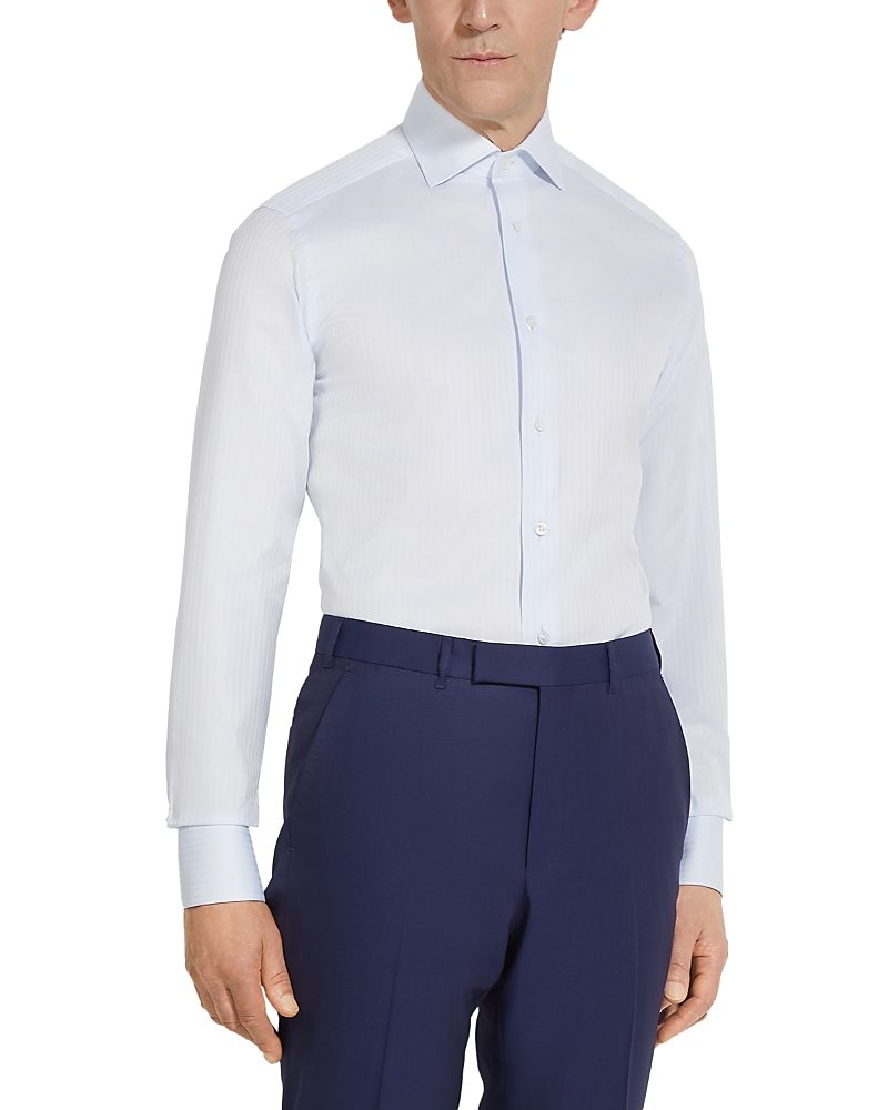 Zegna Centoventimila Structured Button Front Shirt In Light Blue