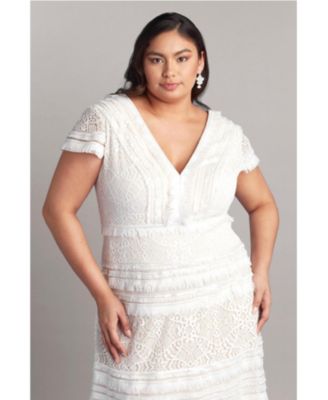 Plus Nisa Lace & Fringe Gown