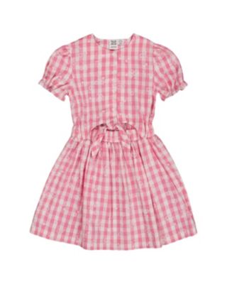 Deux par Deux - Girls' Puff Sleeve Dress with Waist Tie - Little Kid