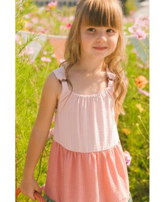  Girls' Tiered Color Block Peasant Dress - Little Kid