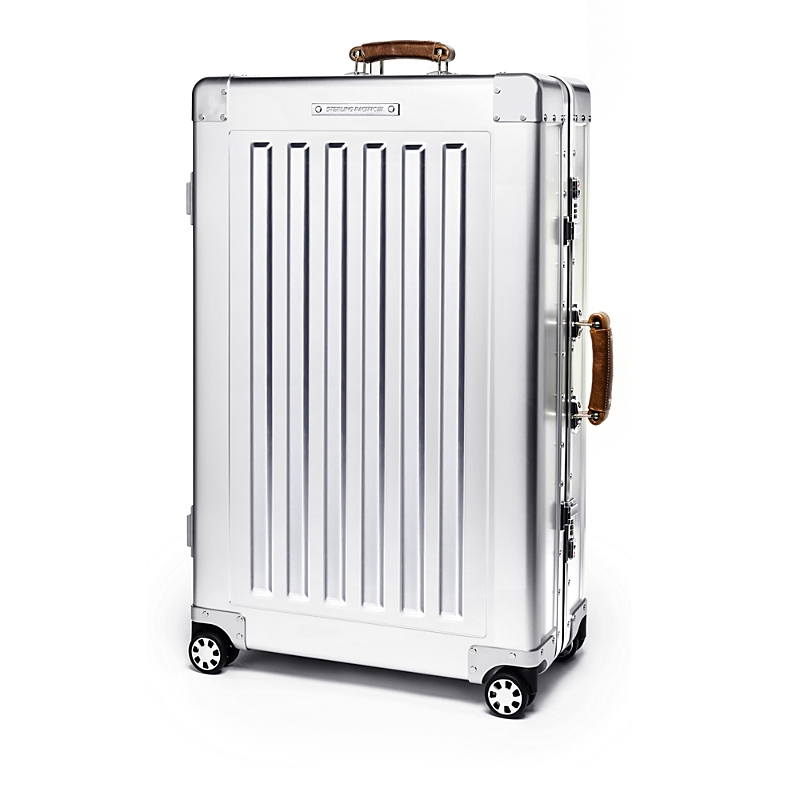 Sterling Pacific 4 Wheel Aluminum Xl Checked Suitcase, 90l In Aluminum