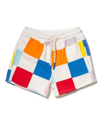 Mon Coeur - Girls' Recycled Cotton Checkered Cropped Short - Little Kid, Big Kid