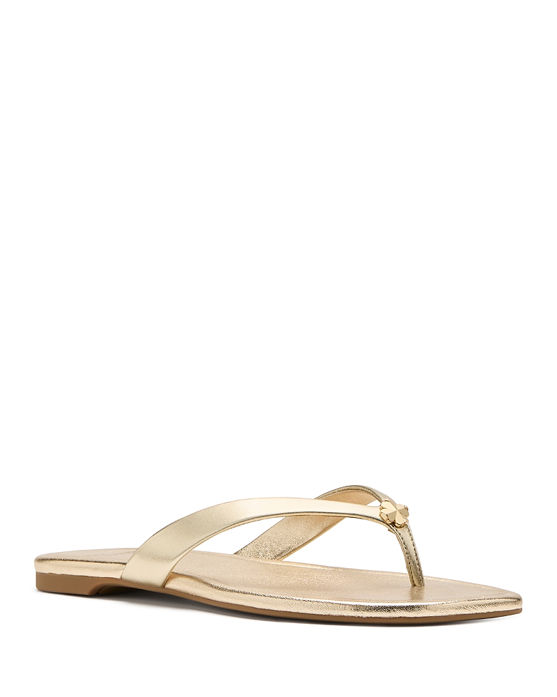 Kate Spade New York Spade Flower Patent Leather Flip Flop In Pale Gold