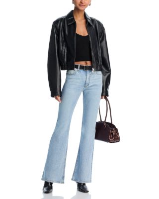 Flexi Dahlia Mid Rise Full Length Flare Jeans in Lou