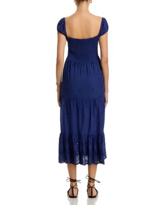 Eyelet Smocked Midi Dress