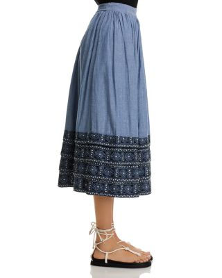Chambray Embroidered Skirt