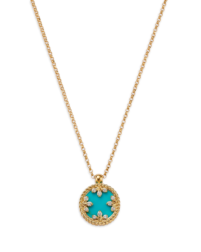 Roberto Coin 18K Yellow Gold Venetian Medallion Black Jade & Diamond Pendant Necklace, 16