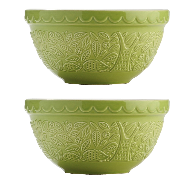 Mason Cash Set Of 2 In The Forest Hedgehog Bowls In Green