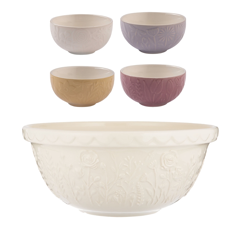 Mason Cash In The Meadow Mixing Bowl And Prep Bowls, Set Of 5 In Brown Over