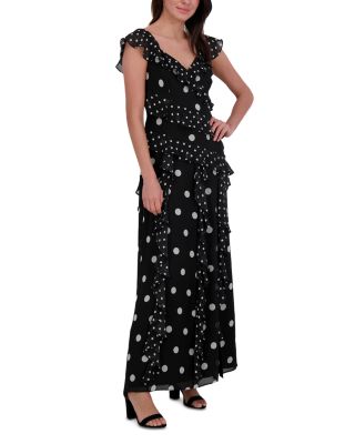 V Neck Flutter Sleeve Ruffle Dress