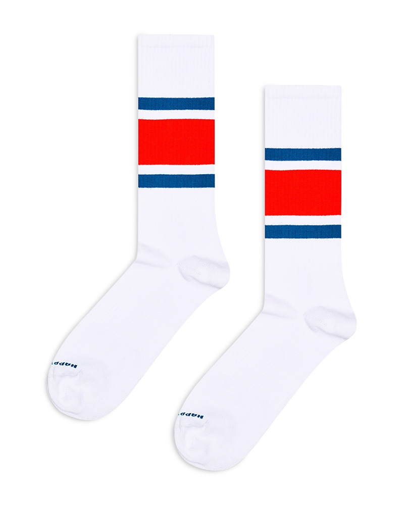 Happy Socks Simple Stripe Sneaker Socks In White