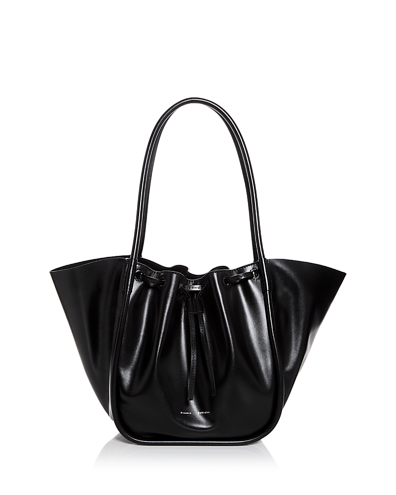 Proenza Schouler Large Ruched Calf Leather Tote Bag In Black
