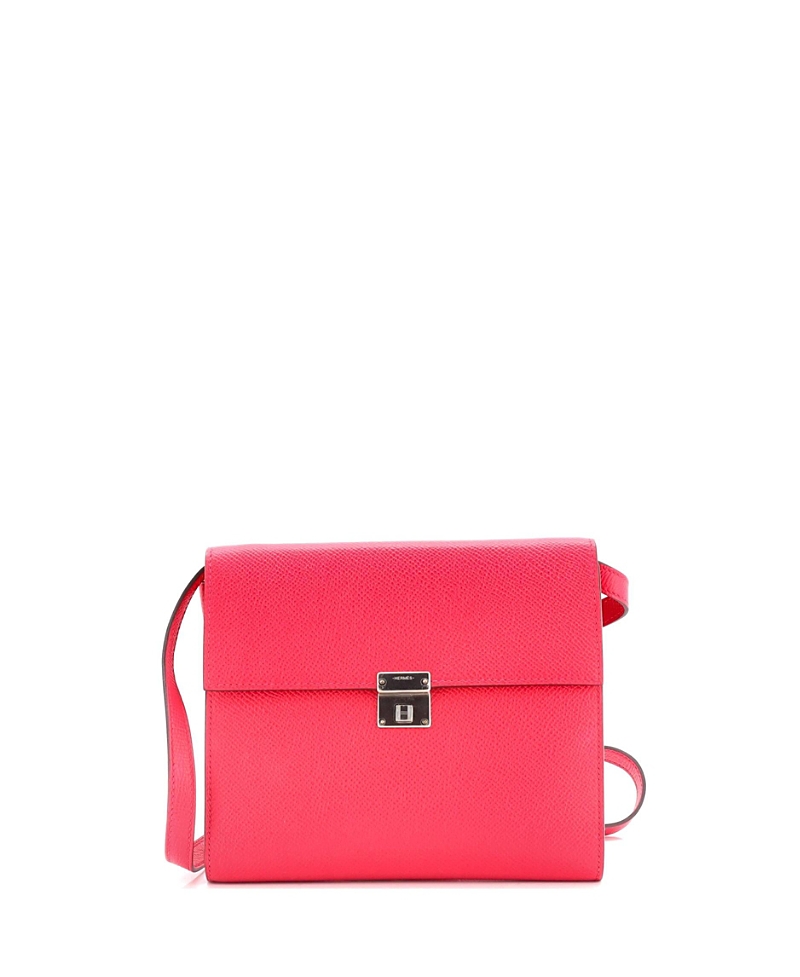 Pre-owned Pre-owned Hermes Hermes 16 Clic Wallet On Strap Epsom In Pink