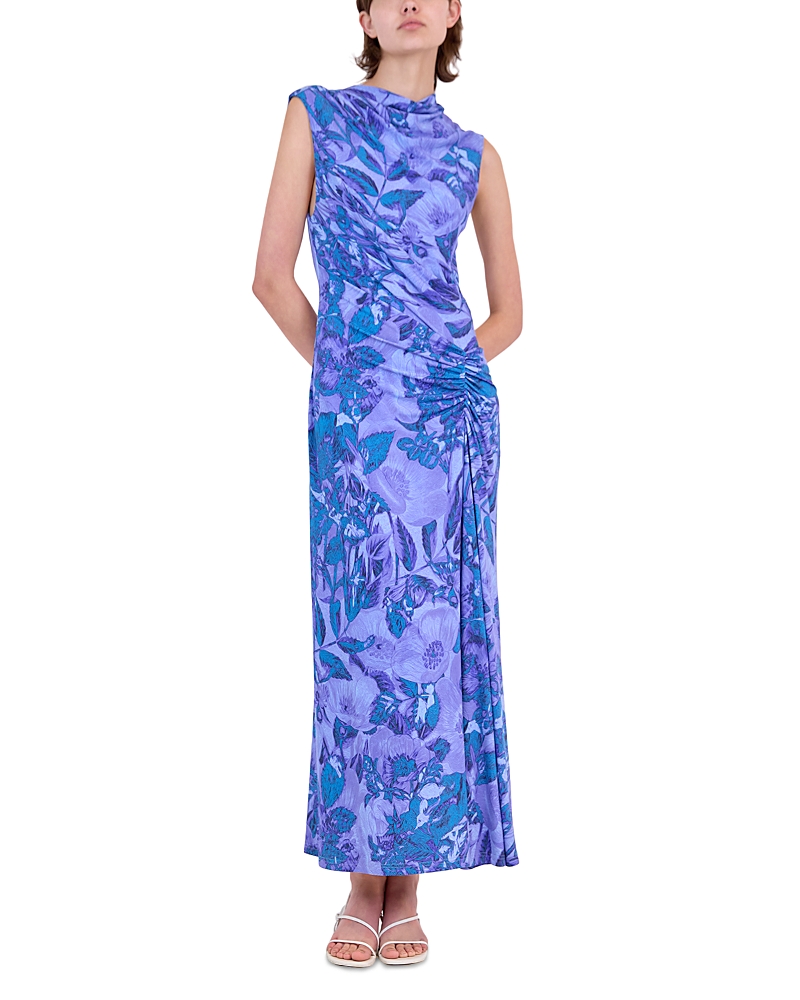 Simkhai Acacia Sleeveless Printed Maxi Dress In French Blue Botanical