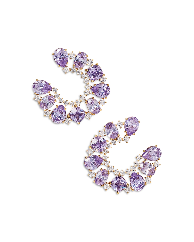 NADRI PALM SPRINGS PURPLE STONE HORSESHOE STATEMENT EARRINGS