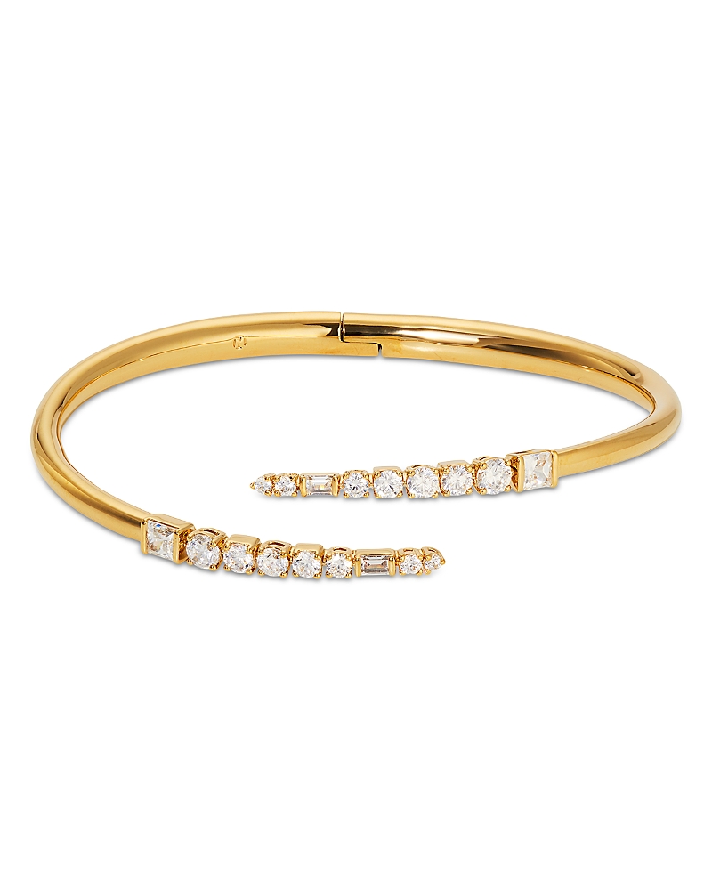Nadri Cubic Zirconia Bypass Bangle Bracelet In 18k Gold Plated In Gold