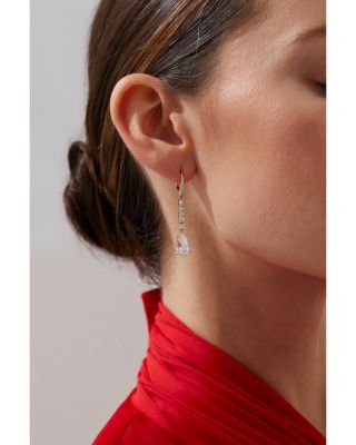 Cubic Zirconia Linear Drop Earrings in 18K Gold Plated