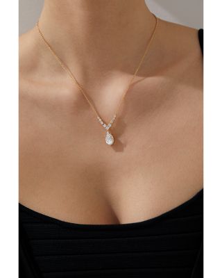 Cubic Zirconia Pendant Necklace in 18K Gold Plated, 16"-18"