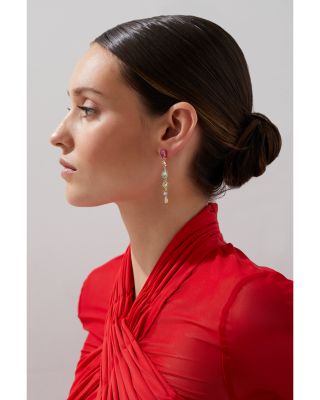 Palm Springs Multicolor Mixed Cut Stone Linear Drop Earrings