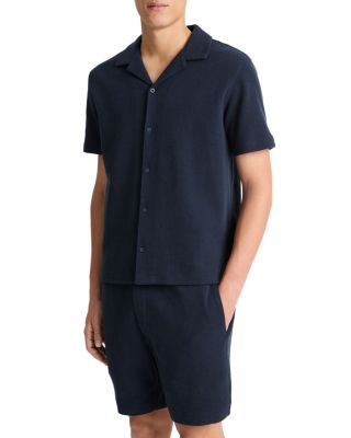 Cotton Blend Boucl&eacute; Regular Fit Button Down Camp Shirt