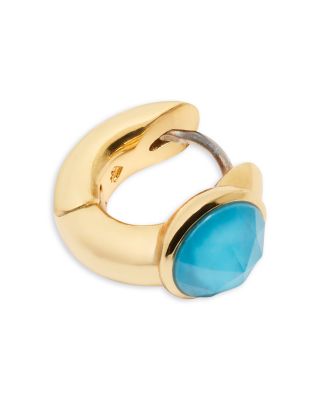 Keep Sparkling Round Stone Huggie Hoop Earrings