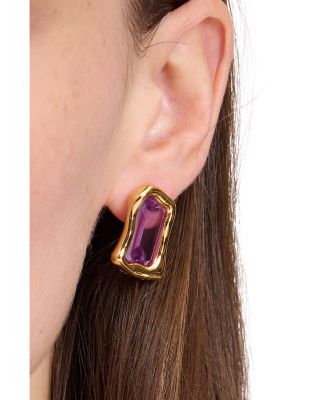 Molten Clear Glass Freeform Solitaire Stud Earrings