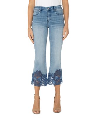 Liverpool Los Angeles - Hannah Mid Rise Crop Flare Jeans in Indigo Crochet