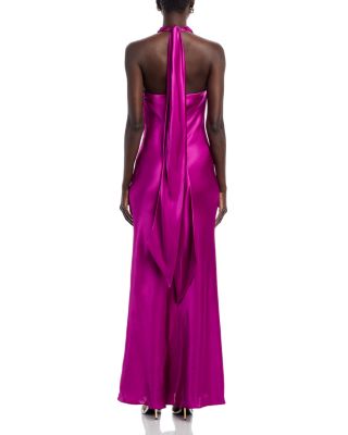 Charmeuse Halter Neck Long Dress - Exclusive