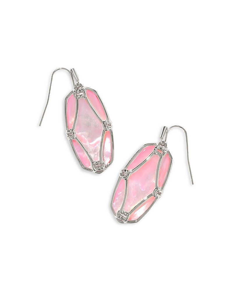 Kendra Scott Elle Lattice Framed Mother Of Pearl Drop Earrings In Pink/silver