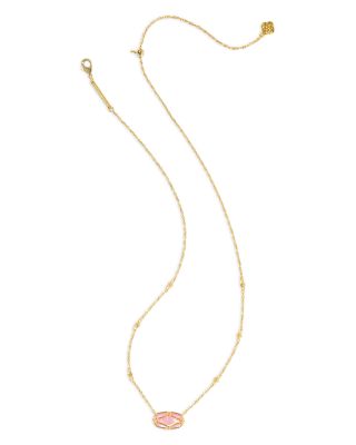 Elisa Lattice Framed Mother Of Pearl Pendant Necklace in 14K Gold Plated, 19" 