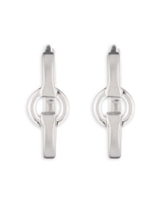 Ring Detail Hoop Earrings in Sterling Silver