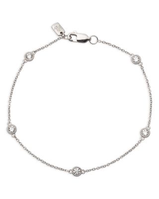 Cubic Zirconia Station Link Bracelet in Sterling Silver