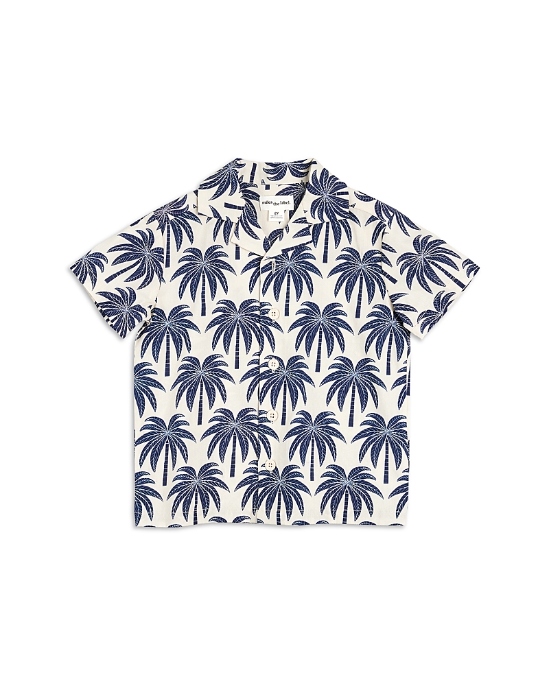 Miles The Label Boys' Palm Tree Camp Shirt - Little Kid, Big Kid In Beige