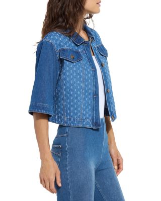 Thea Cropped Crochet Denim Jacket