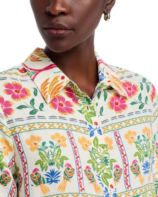 Linen Flounce Hem Shirt Dress