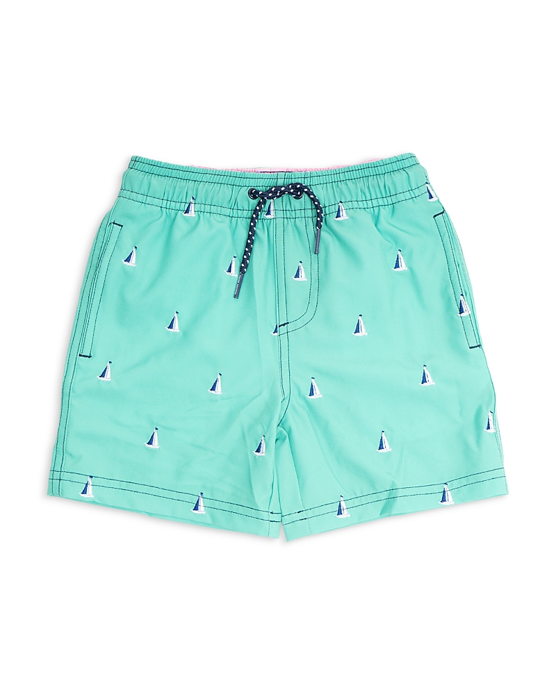 Shade Critters Boys' H2o Sailboat Embroidered Swim Trunks - Little Kid In Green