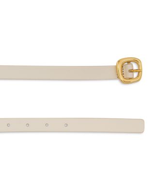 Women's Sculptural Buckle Leather Skinny Belt