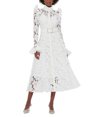 LEO LIN - Aliyah Lace Belted Midi Dress