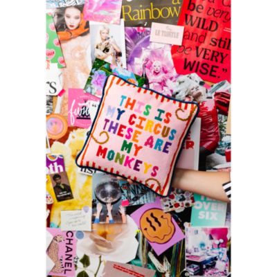 My Circus, My Monkeys Needlepoint Decorative Pillow