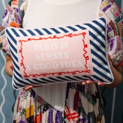 Paris Needlepoint Decorative Pillow
