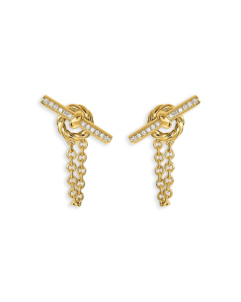 David Yurman Dy Mercer Petite Toggle Stud Earrings in 18K Yellow Gold with Diamonds, 38.2mm