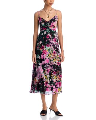 STEVE MADDEN - Ray Pleated Floral Chiffon Midi Dress