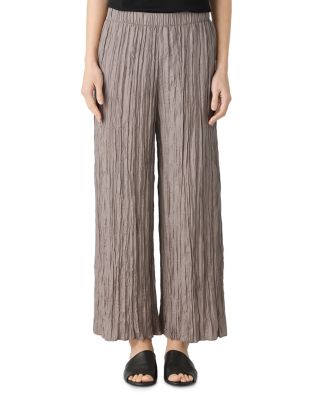 Crushed Silk Wide Leg Ankle Pants