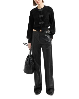 Leather Trousers with Buckle Detail 