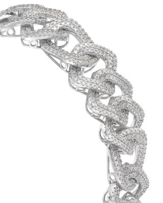 Diamond Unisex Chain Link Bracelet in 14K White Gold, 4.0 tcw