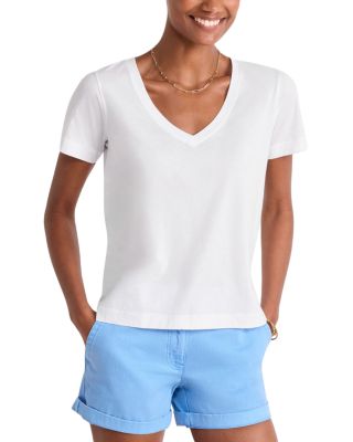 Striped V Neck Cotton Tee