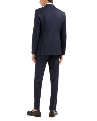 M Line Slim Fit Single Breasted Notch Lapel Suit in Herringbone Stripe Wool