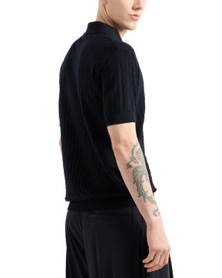 Virgin Wool Short Sleeve Polo Sweater