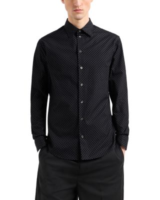 Flocked Cotton Button Up Shirt