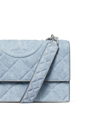 Tory Burch Fleming Denim Print Leather Convertible Crossbody